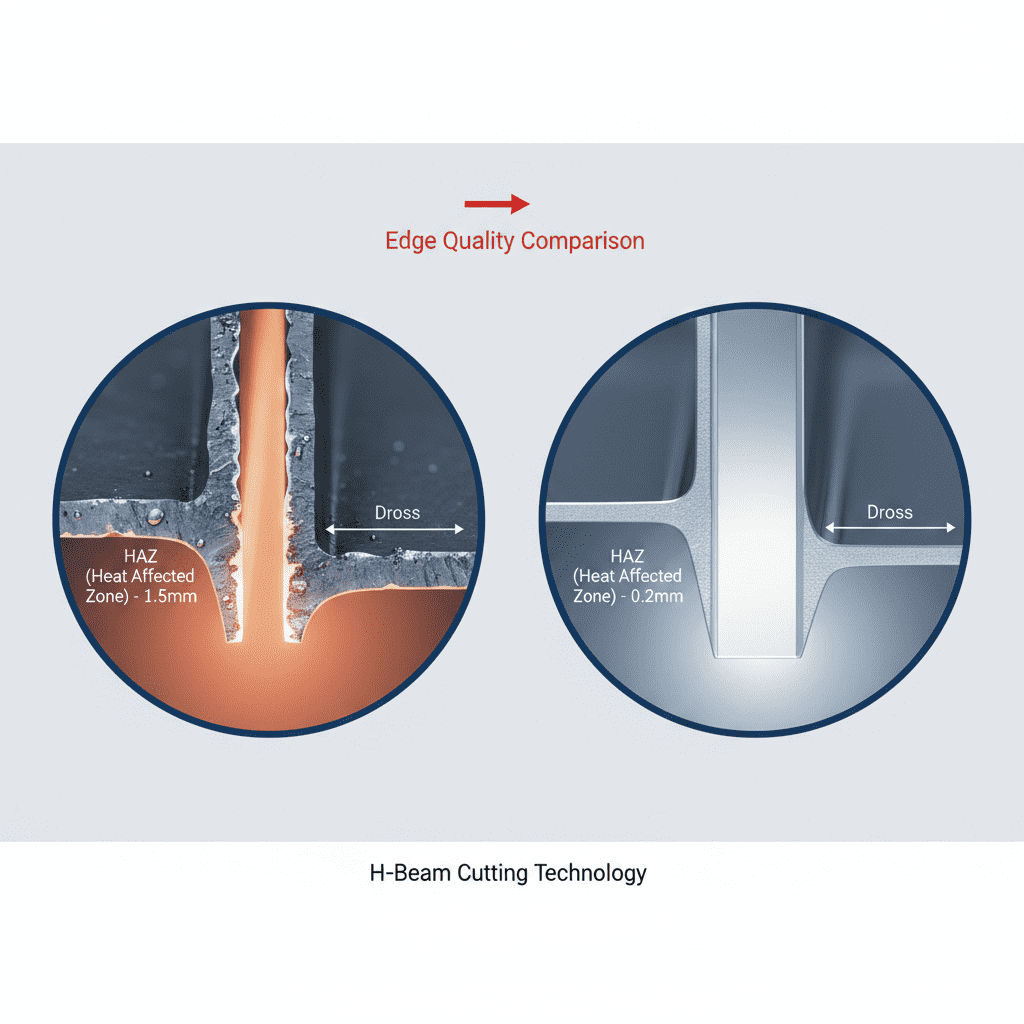 Technical comparison of H-Beam cutting edge quality and Heat Affected Zone